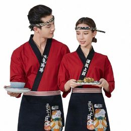 2024 cuisine japonaise chef chemise hôtel cuisine veste barbecue coréen restaurant serveur vêtements de travail japon sushi kimo veste R0Mx #