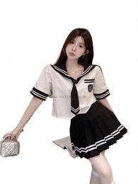2024 Costume d'uniforme scolaire japonais Sailor JK Basic Carto Girl Sailor Uniforme Noir Ensemble Navy Women Girl JK Uniform Set Q7j5 #