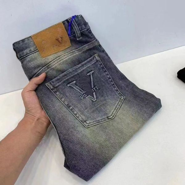 2024 Jeans Designer Jeans luxe violet jeans violet marque jeans mode hommes jeans en détresse déchiré motards femmes denim cargo hommes pantalons noirs très bon