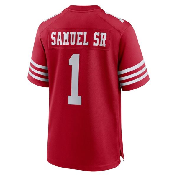 2024 Jersey SF Deebo Samuel Sr 1 Jerseys del equipo Rojo Negro Blanco y color de retroceso cosido Tamaño de hombre S-XXXL