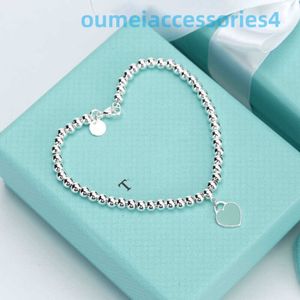 2024 Sieraden Ontwerper Merk Blauwe Bangle Sterling Sier Hart Armband Emaille Liefde Bal Ketting Roze Dag Cadeau