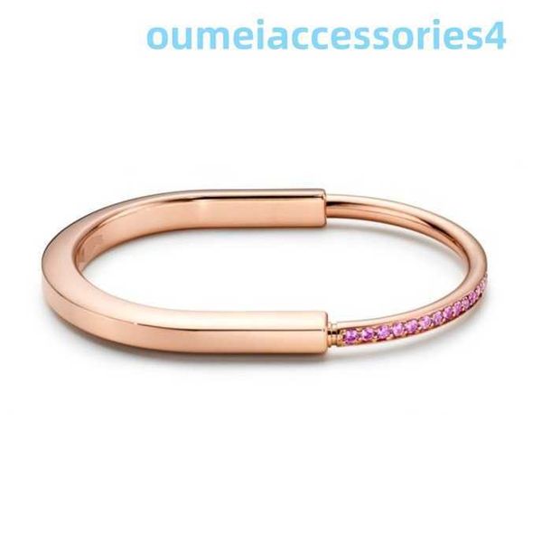 2024 Diseñador de joyería Pulseras de marca S925 Plata pura Nueva pulsera con cabeza de bloqueo Harina ligera Diamante lleno Estilo de moda de oro rosa