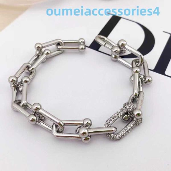 2024 Joyería Diseñador Marca Cadena Diamante u Herradura Moissanite Nail Gold Lover Brazalete Mujer Pulsera Regalo de Navidad