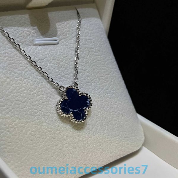 2024 Diseñador de joyas Marca Vanl Cleefl Arpelspendant Collares Fanjias Nuevo Pi De Shi Pulsera azul de cuatro hojas Hierba Collar de diez flores