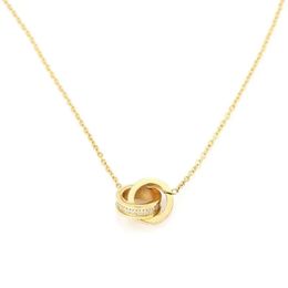 2024 diseñador de joyería para mujeres collar de oro plata esterlina doble anillo colgante de diamante oro rosa collar femenino mascarada bola cadena joyería regalo q8