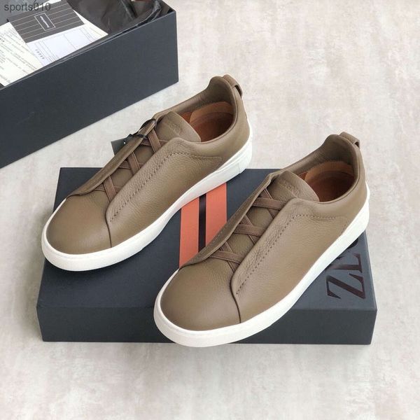 2024 Johnnys High End Mens Deer Skin Sports et Casual Board Chaussures Zegnas Fashionable Simple and Volyle Ultra Light Mens Chaussures Instagram Style