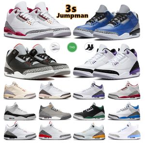 2024 Jumpman 3s Chaussures de basket-ball Hommes Baskets Sports de plein air Baskets 3 Acer Blue Racer Bleu Cool Gris UNC Court Violet Laser Orange Cardinal Hall Of Fame