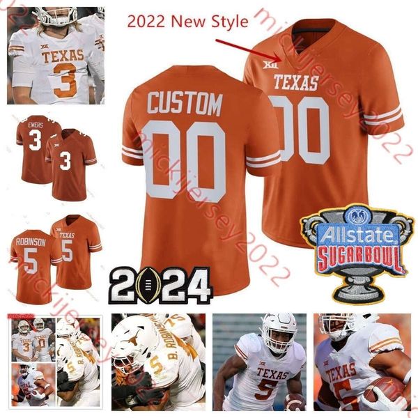 Maillot de football du juge Finkley Johntay Cook Texas, Moro Ojomo J'mond Tapp Prince Dorbah Ben Armstrong D.J. 2024Harris Jr. maillots cousus sur mesure