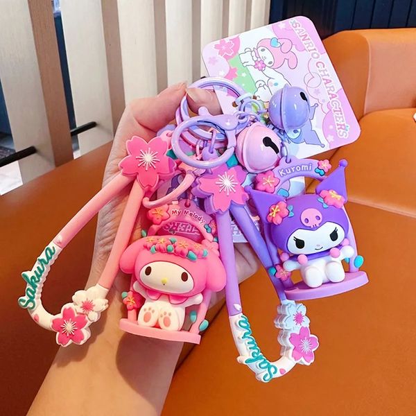 2024 Kawaii Swing Series Kuromi Melody Llavero Lindo Dibujos Animados Kuromi Cinnamoroll Coche Llavero Colgante Mochila Decoración Regalos para Niños Amigos