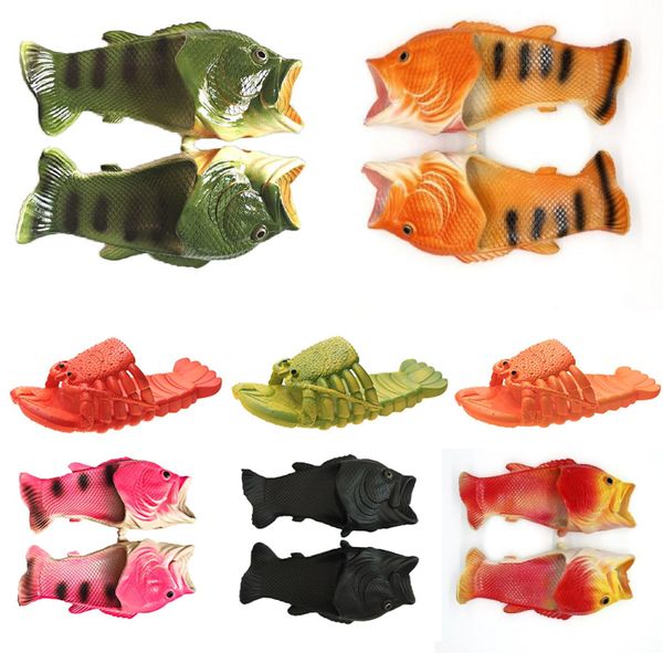 2024 Kids and Adulte Salted Fish Slippers Funning Fish Mouth Mouth Fish Shape Trend Même style pour les hommes et les femmes Lobster drôle d'été Nouveau Internet célébrité créative drôle