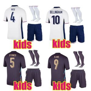 2024 Kits de fútbol para niños Inglaterra Jerseys de fútbol Saka Foden Bellingham Rashford Inglaterra Kane Sterling Grealish National Team Football Kit