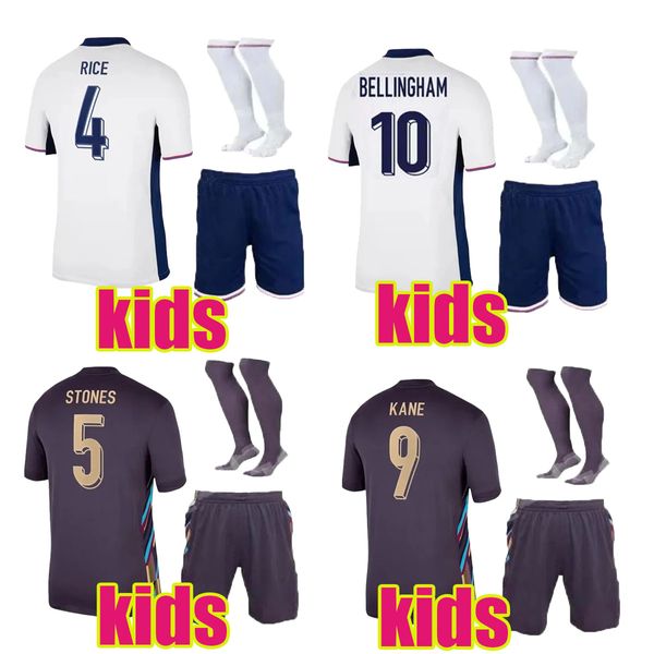 2024 Kits de football pour enfants ANGLETERRE Maillots de football SAKA FODEN BELLINGHAM RASHFORD ANGLETERRE KANE STERLING GREALISH Kit de football de l'équipe nationale