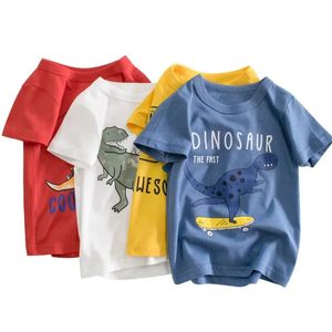 2024 Kids Shirts T-shirt de dessin animé imprimé dinosaure pour garçons Animaux d'été Printing garçon Tops Tees Children Vêtements 240510