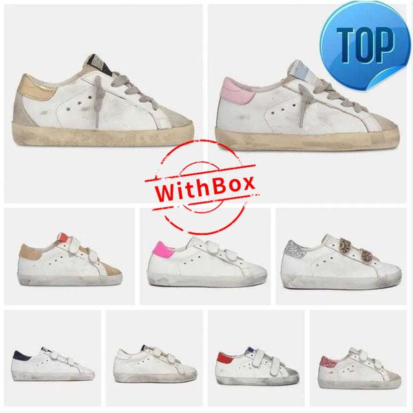 2024 Kids Shoe Italie Bildrens Goldens Garçons Garçons Girls Super Star Sneakers Sequin Classic White Do-Old Dirty Star Leather Goooses Toddler Shoes
