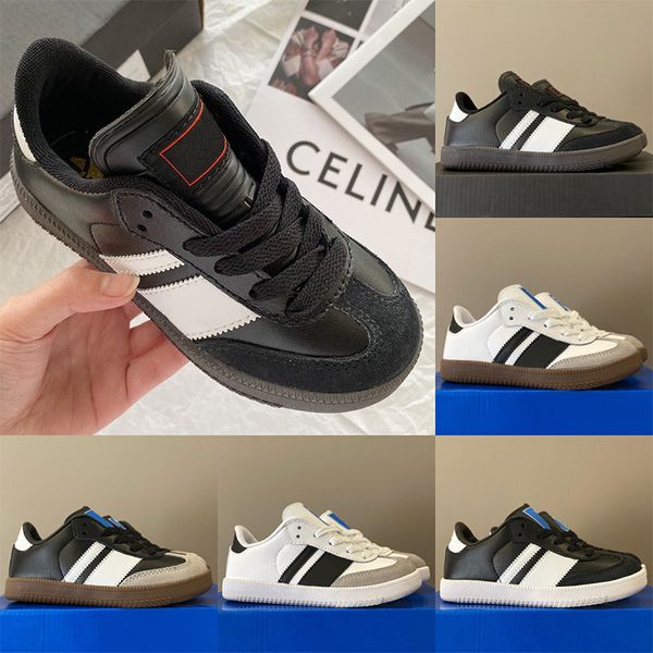 2024 zapatos para niños Running boys zapateros de zapatillas Veganos para niños jóvenes para niños grandes zapatos niños pequeños Preshcool gum entrenadores blancos negros szie 27-37