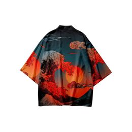 2024 Kimono doce signos del zodiaco-Yinhu impreso camisa Separable Daopao abierto suelto hombre pluma moda marca Clothes45676