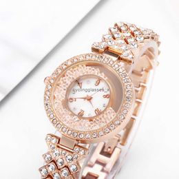 2024 Korean fashion luxury diamond inlaid quicksand womens watch quartz ball transfer steel belt Watch Bracelet