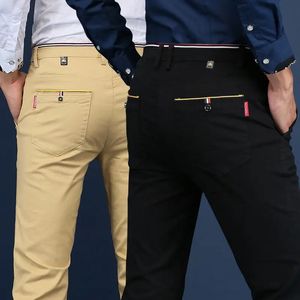 2024 Men coreanos pantalones casuales estiramientos delgados pantalones de alta calidad seguidos 240326