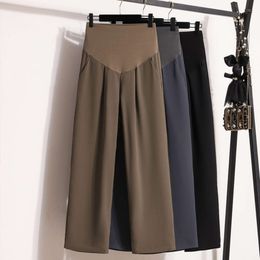 2024 Koreaanse stijl zwangerschapspakken broek zomer dunne modekantoor lady belly elegante zwangere vrouw rechte broek l2405