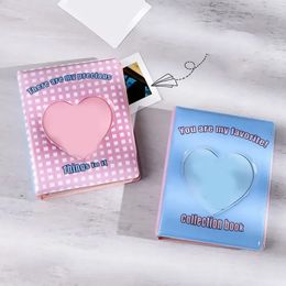 2024 KPOP Card Binder 3inch Album photo Hollow Love Heart Model Photocard Holder Plaid Album Instax Mini album pour cartes Collectez le livre Kpop