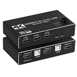 2024 KVM Switch Double Monitor-compatible 2 in 1 KVM Switcher KVM 4K 60Hz Ultra HD Switch Partager le clavier de l'imprimante - pour le monteur à double moniteur KVM Switcher