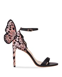 Gratis verzending 2024 dames echt leer 10 cm hoge hiel vaste vlinder borduurer Sophia Webster Open teen sandalen kleurrijke schoenen maat 34-42