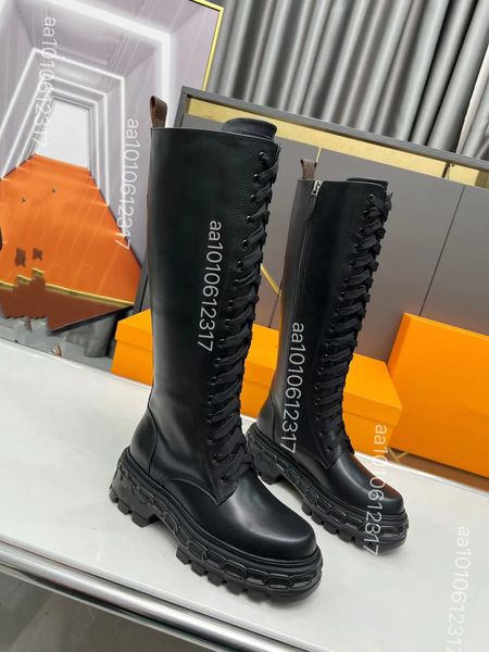 2024 Dames Hiver Sexy Bottes Hautes Femme Chaussures Bottines Armée Vert Talons Plates Turela Bootie Talons Mode Noir Cuir Daim Souple EU35-41