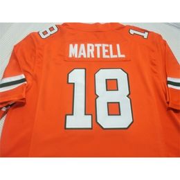 2024 Lady and Youth MMiami Hurricanes # 18 Tate Martell orange avec un vrai maillot de broderie complet taille S-4XL ou personnalisé n'importe quel nom ou numéro