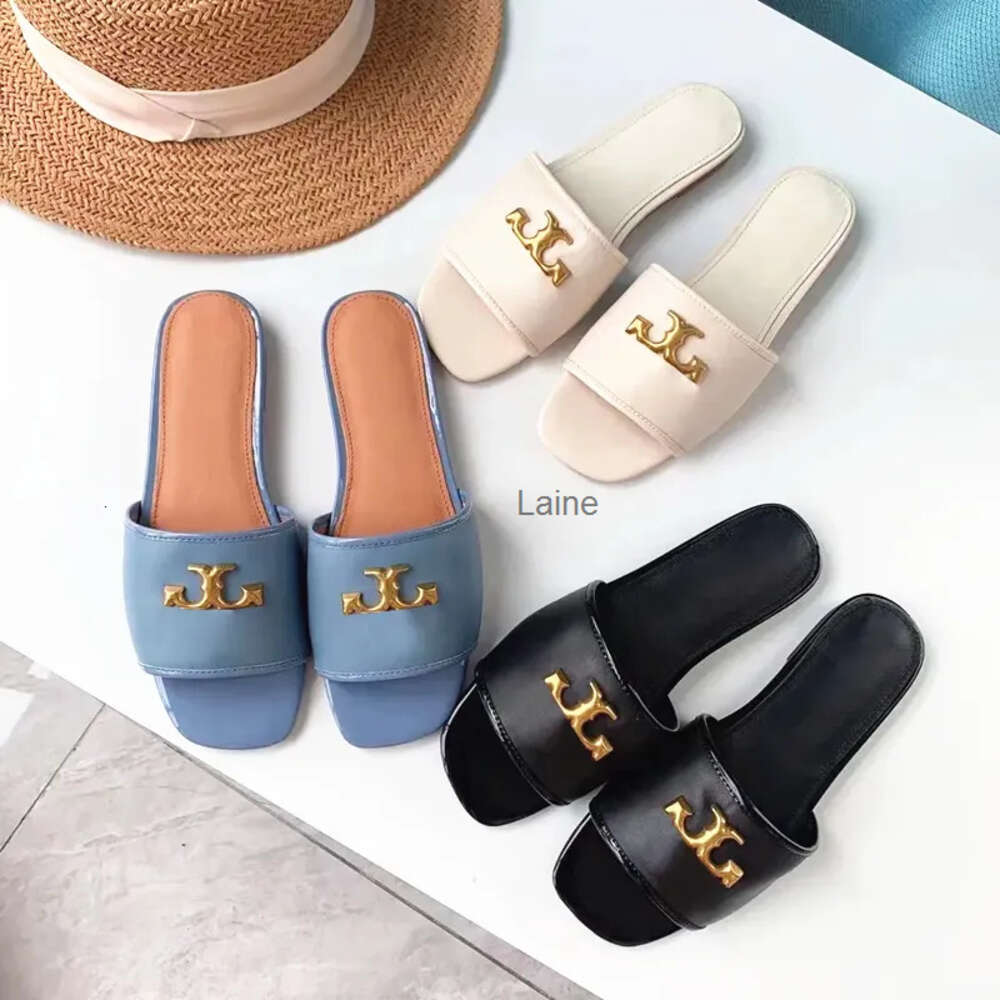 2024 Lady Flat Yaz Terlik Lüks Kadın Kaydırma Flip Flops Dhgate Loafers Açık Ayakkabı Adam Fabrika Deri Sandal Çift Tazz Terlik Tasarımcı Sandale Boyutu 35-42