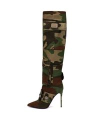 2024 Lady Leather Martin Boties STILETTO Talons hauts Boots longs Boots Femme Femme Coueur Bottises Pildar Pildar