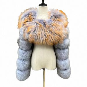 2024 Lady Winter Real Fox Fourrure Veste courte épaisse et chaude Manteau de fourrure naturelle Femmes Vêtements d'extérieur Fi Veste S5996 m4mG #