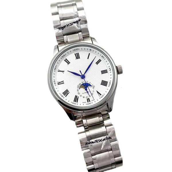 2024 Langpai Business Leisure Mens Mouvement mécanique automatique Cargo Fonction de phase lunaire Montre à aiguille bleue Les produits AntiGenuine ont des logos