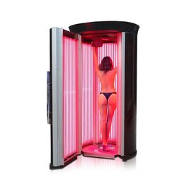 2024 Dernière capsule LED 633/660/850 / 940nm Pod lumière infrarouge rouge Solarium vertical Capsule amincissante Puissant lit de bronzage UV Collagène combiné Rubino Lit de bronzage