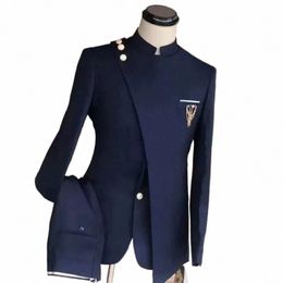 2024 Dernier Manteau Pantalon Design Marine Costume Homme Mariage Formel Fi Slim Fit Costumes Pour Hommes Marié Mariage Costume Smoking 2 PIÈCES B1w4 #