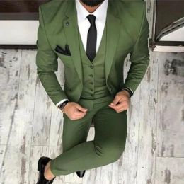 2024 Dernières couères Pant Designs Green Men Suit Slim Fit 3 pièces Tuxedo Groom Style Suits Prom Prom Party Blazer Terno