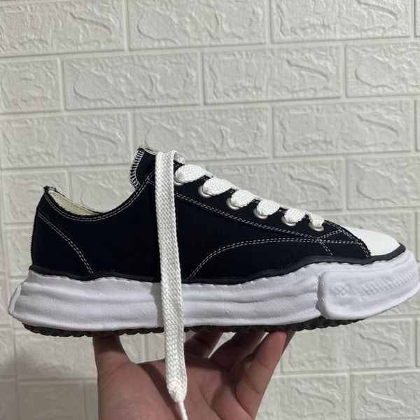 2024 Último Maison Mihara Yasuhiro Peterson Og Sole Low Cut Men Women Diseñador de marcas Diseñador Casual Mmy Black Canvas Zapatos grandes Euro 36-47