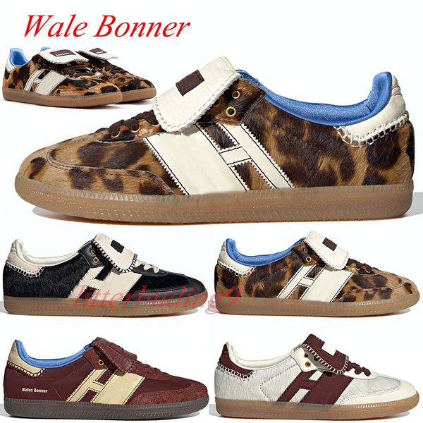 2024 Último modelo 2024 con caja de leopardo plataforma marrón oscuro zapatos bajos casuales Gales Bonner Fox Pony Pony Tonal Tonal Core Black Men Women Trainers Snakers