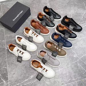 2024 Dernier modèle designer Zegna Mens Casual Chores Casual Business Social Wedding Party Quality Leather Lightweight Chunky Sneakers Formor Formor Taille 38-45