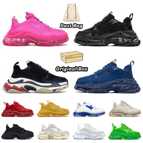 2024 Dernier modèle avec designer en boîte Triple S Chaussures décontractées Femme Men Men Cloud Blanc Black Green Rose Navy Red Track Runners Trainers en cuir Mesh Low Top Fashion Vintage