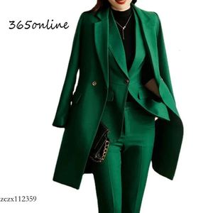 2024 Último modelo Mujeres Trajes de negocios formales Fabrica de alta calidad Otoño Invierno Profesional Oficina de trabajo Pantalabras Blazers Set 240127