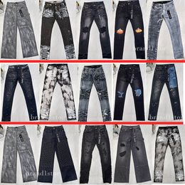 2024 Latest styles Mens High-quality designer Jeans Fashion Distressed Ripped Bikers Womens Denim cargo For Men Black Pants purple brand jeans