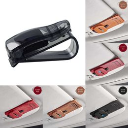 2024 Lederen auto zonnebrilhouder voor bril Hanger Auto Sun Visor Card Ticket Opslag Multifunctionele auto Interiors Accessoires