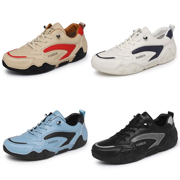 2024 zapatos de cuero PU mate Casual hombres negro marrón blanco azul rojo zapatos de moda zapatillas de deporte transpirables 738 37649