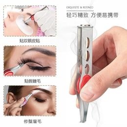 2024 LED Eyebrow Tweezers Oblique Tip Eyebrow Trimming Clip Stainless Steel Eye Hair Removal Clamp False Eyelashes Curler Makeup Tool for