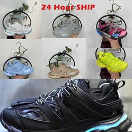 2024 led-tracks met doos 3 3 sneaker voor heren damesschoenen wandelschoenen designer luxe sneakers herenschoenen Tess.S.Gomma Tracks Trainers Nylon Gedrukt Groene sportschoenen