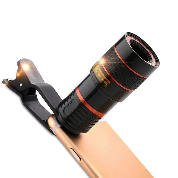 2024 Lente Clip Universal 20x/12x/8x Cámara de teléfono Zoom Lente Telescopio Monocular Teléfono Telescopio óptico Kit de telescopio óptico