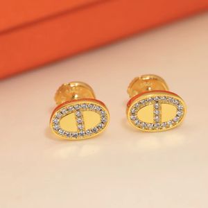 2024 Letter H Rose Gold oorbellen H Volledige diamant varkensreuzen oorbellen vrouwelijke oorbellen ontwerper platina verzilverde naaldmateriaal high-end materiaal officieel met doos