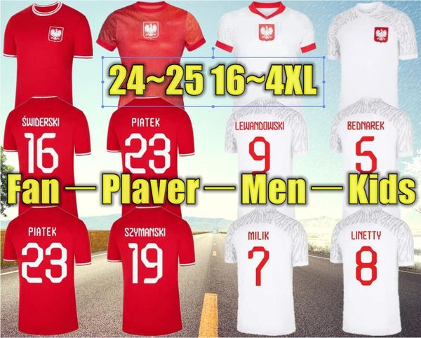 2024 LEWANDOWSKI Soccer Jerseys HOMMES ENFANTS KIT Polonia 2025 ZIELINSKI M E S I MILIK ZALEWSKI SZYMANSKI Maillot de football polonais Polen uniforme garçon 24 25 Pologne BEDNAREK