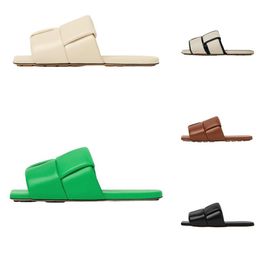 2024 Lido Slider Sandalias Diseñador Mujer Zapatillas Playa Diapositivas Zapato de goma plano Chanclas para hombres Mujeres Punta verde Desgaste Sandalia resistente Zapatilla 35-40