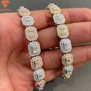 2024 Lifeng Jewelry Hot Sale Hip Hop Rock Candy Chain 925 Silver Gold Ploated Bling Moissanite Chain Iced Out Initial Necklace